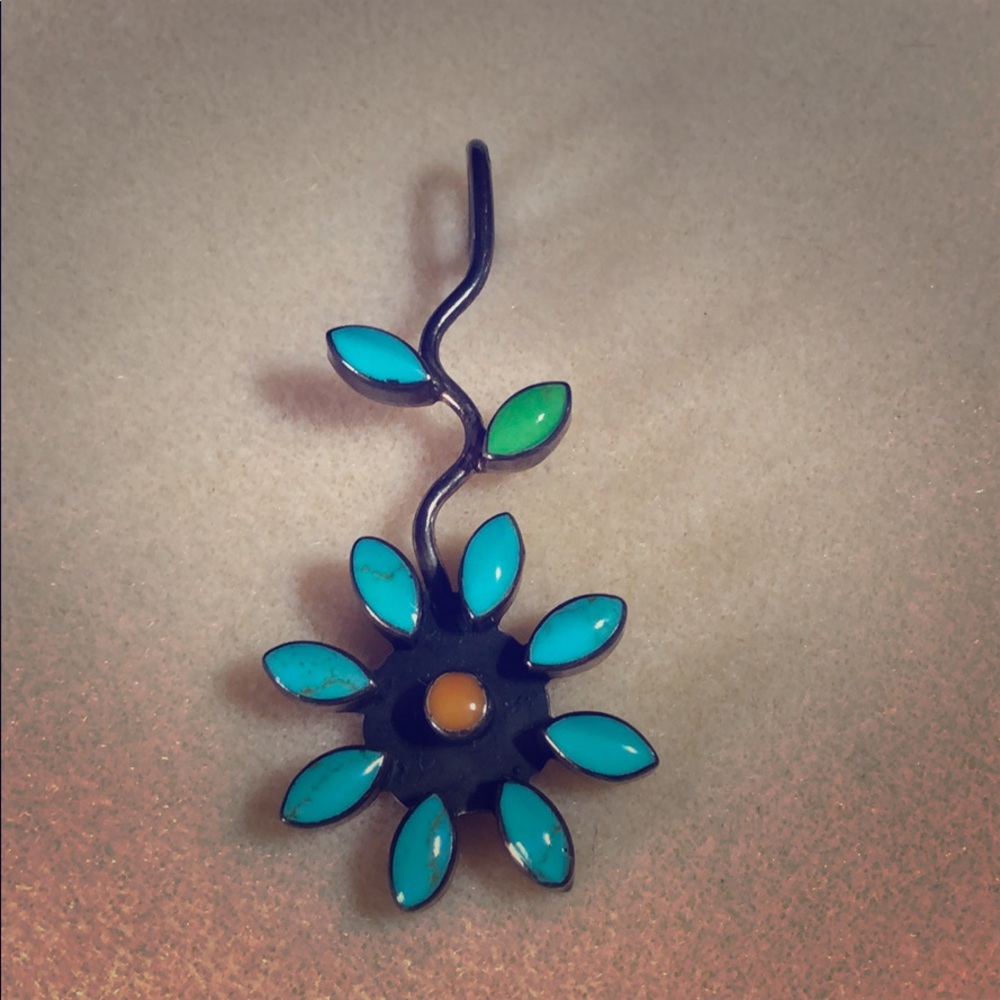 Large Turquoise flower pendant